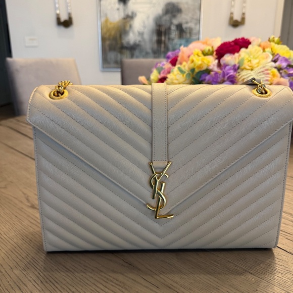 Grain De Poudre Matelasse Chevron Large Monogram Satchel Nude Powder - Picture 2 of 3